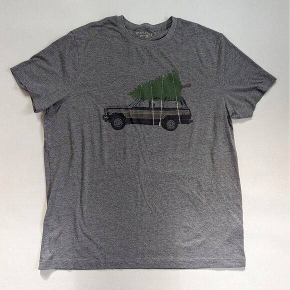 J. Crew Mercantile Men's Christmas Station Wagon & Tree T-Shirt Large Grey - Picture 1 of 5